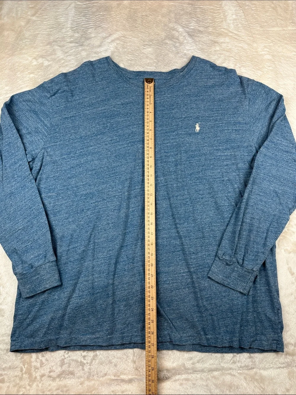 Polo Ralph Lauren Long Sleeve T Shirt Mens XXL Blue Heather Pony Logo Crew Neck